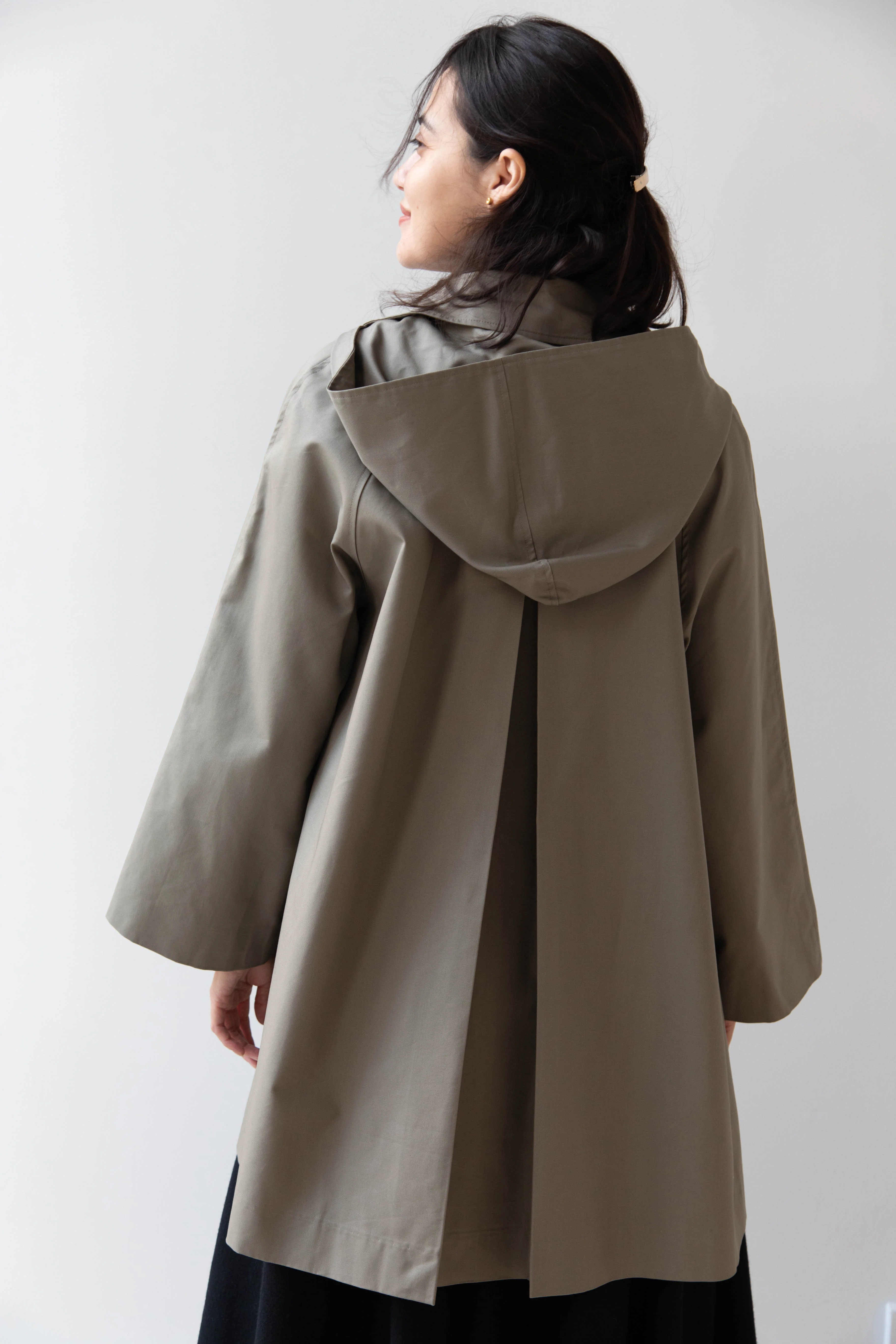 The Loom | Cotton Hooded Coat in Khaki - Image 8