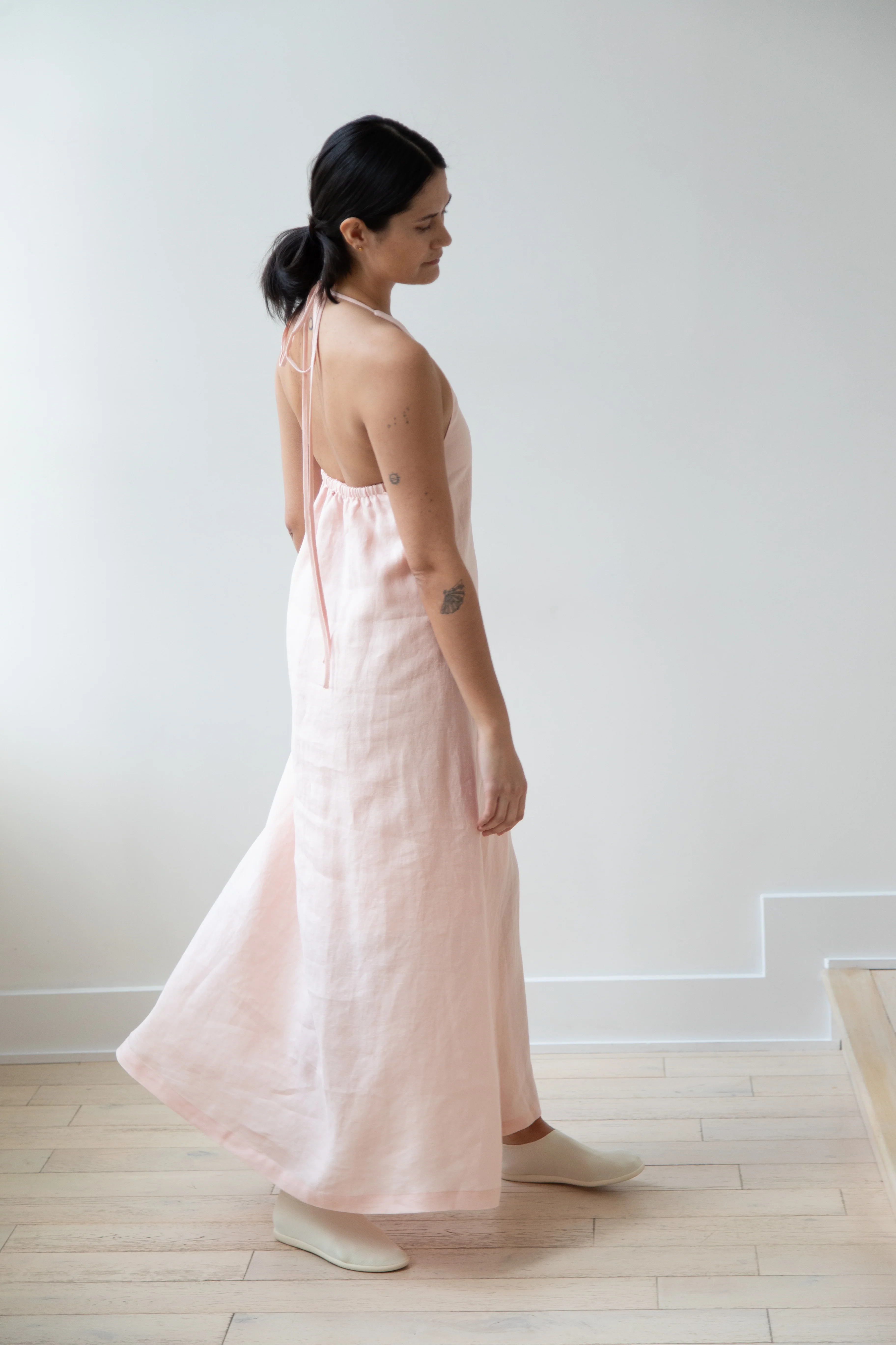 The Loom | Linen Halter Dress in Pink Linen - Image 37