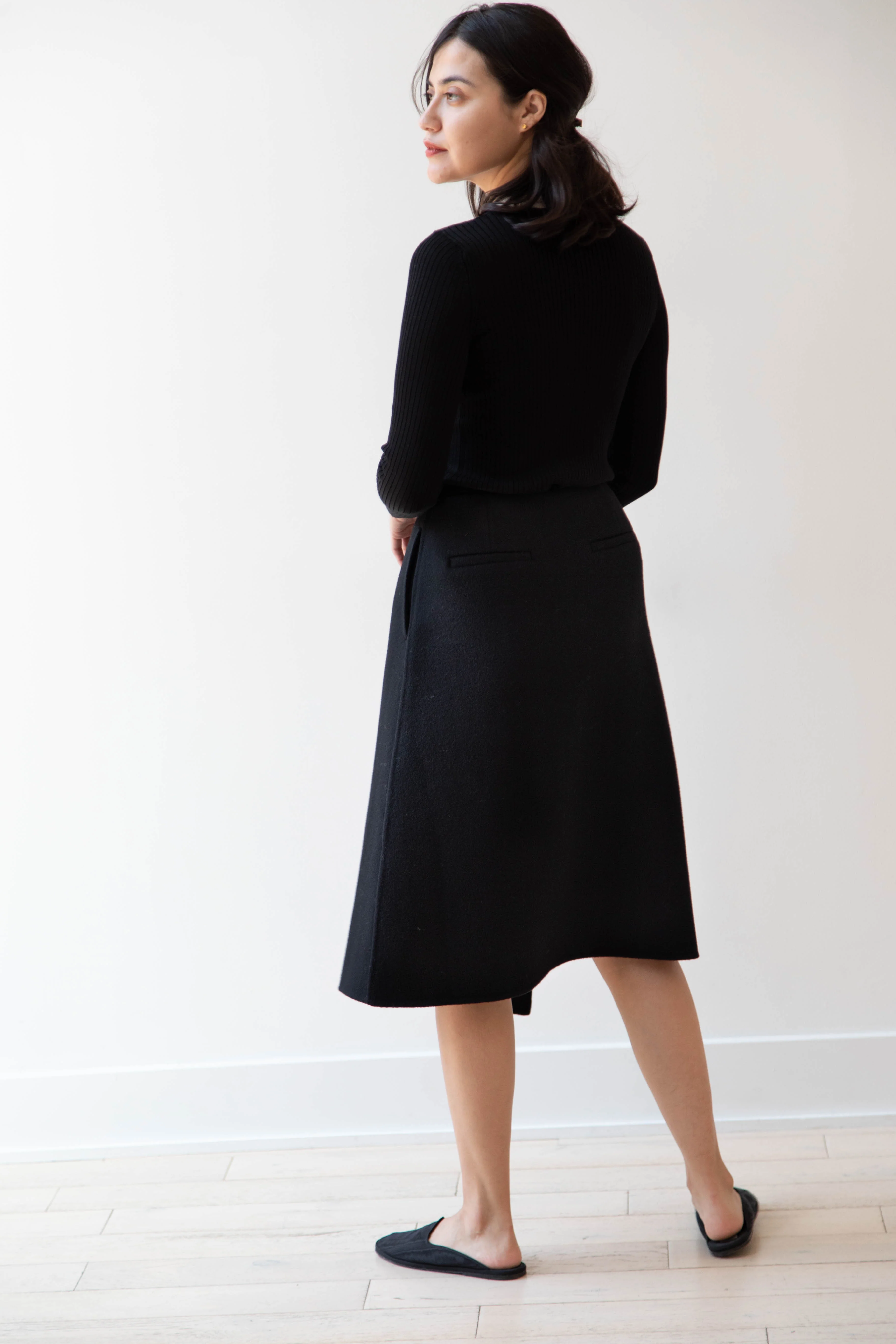 The Loom | Wool Cashmere Wrap Skirt in Black - Image 15