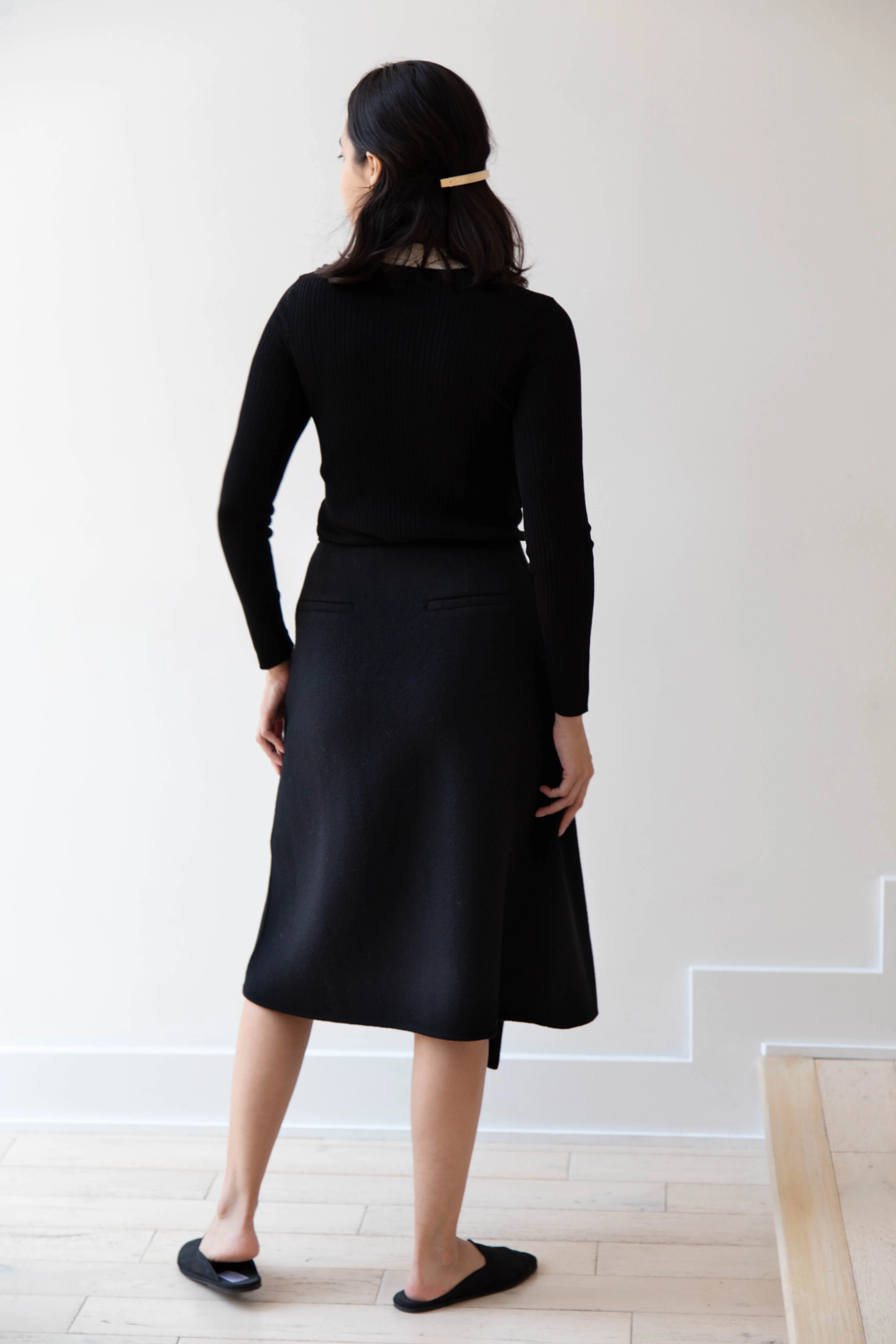 The Loom | Wool Cashmere Wrap Skirt in Black - Image 17