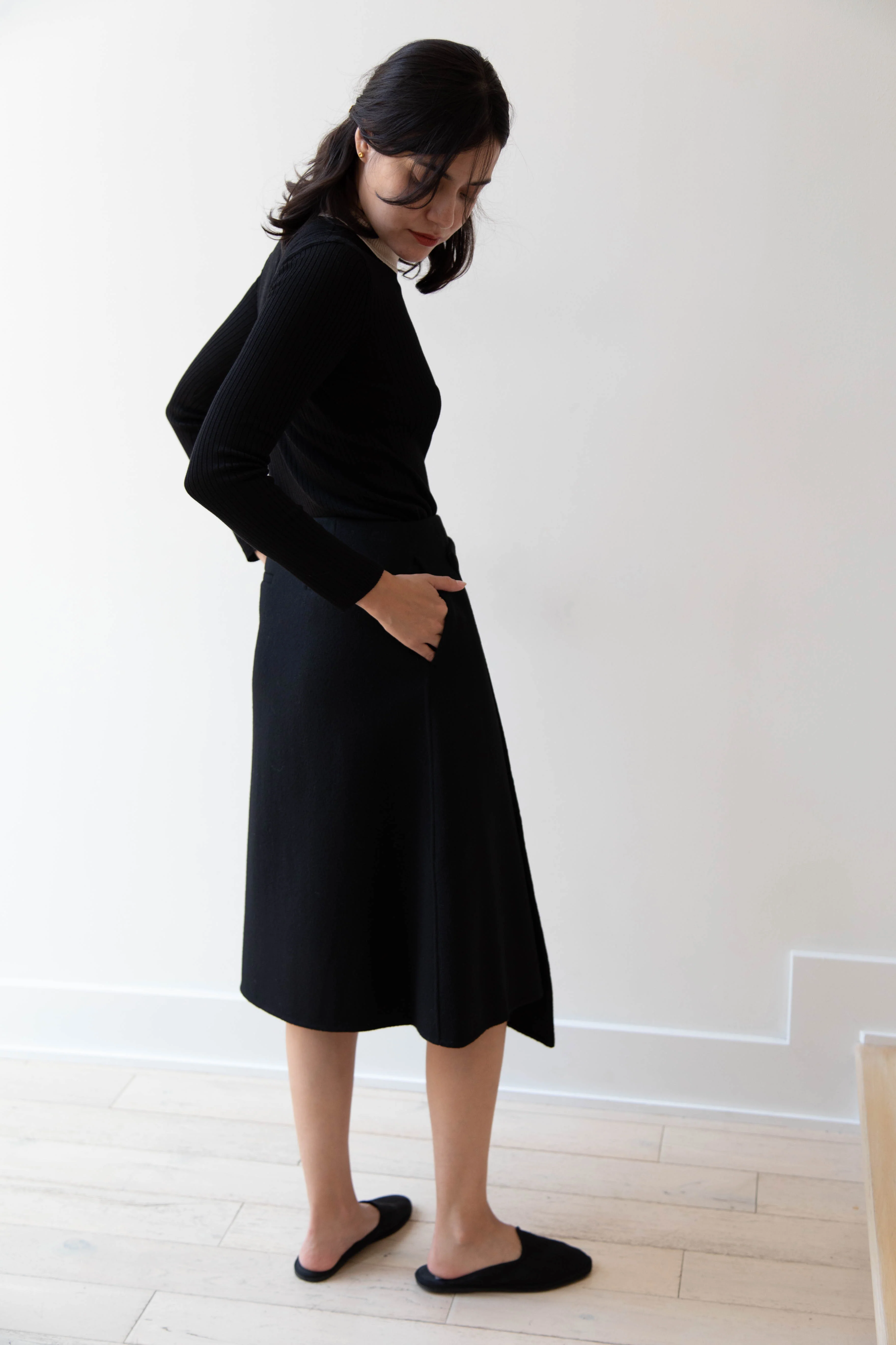 The Loom | Wool Cashmere Wrap Skirt in Black - Image 19