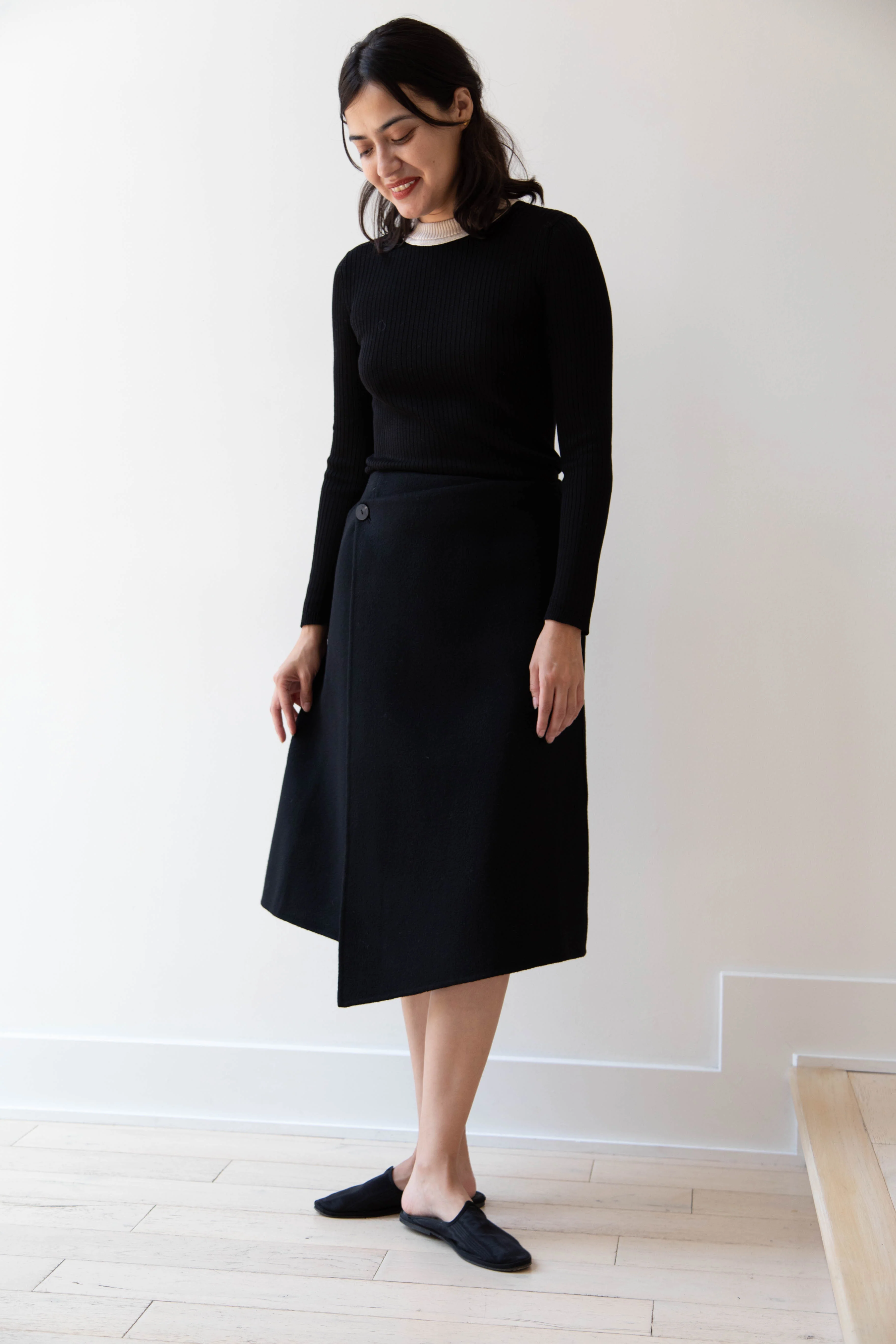 The Loom | Wool Cashmere Wrap Skirt in Black - Image 23