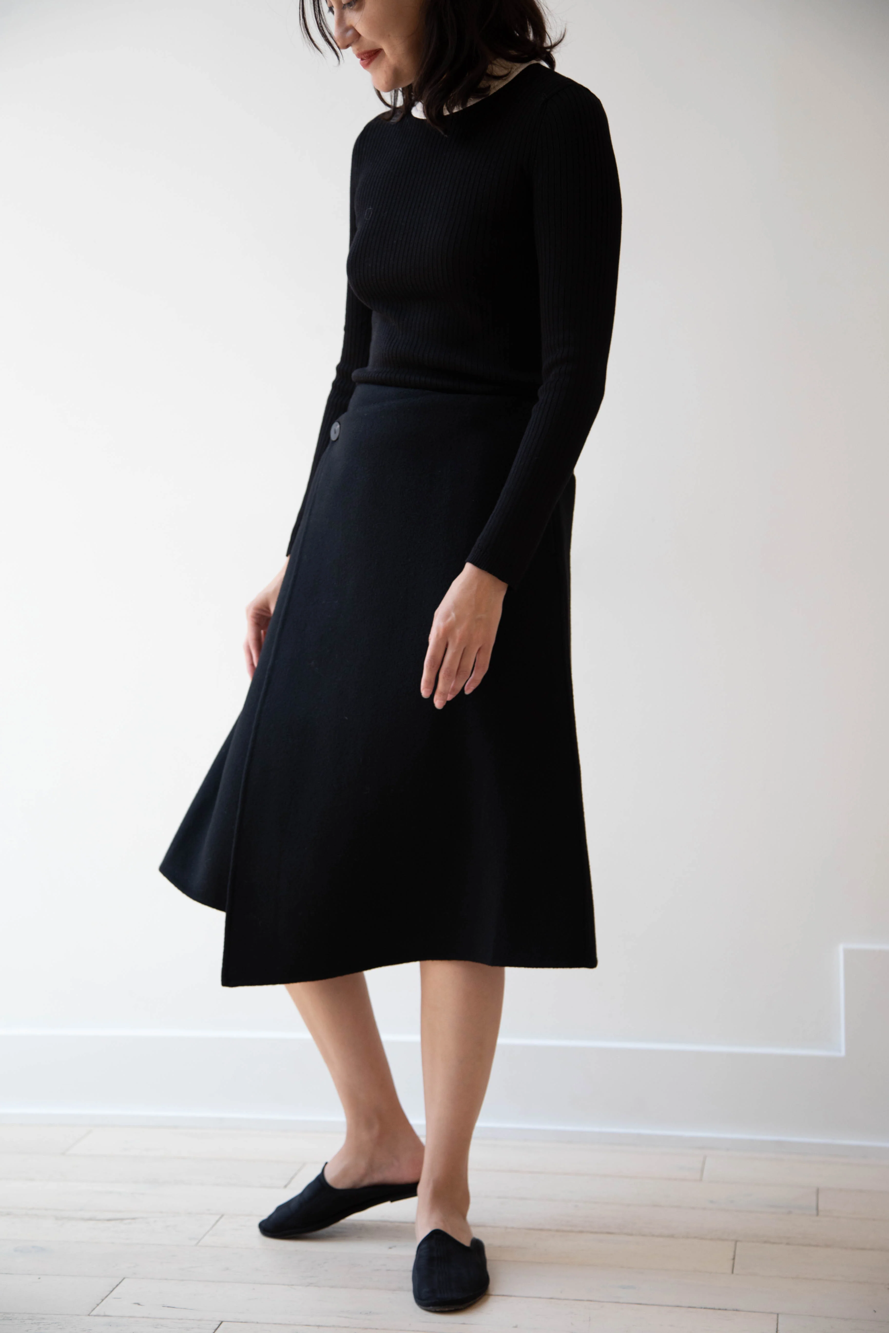 The Loom | Wool Cashmere Wrap Skirt in Black - Image 24