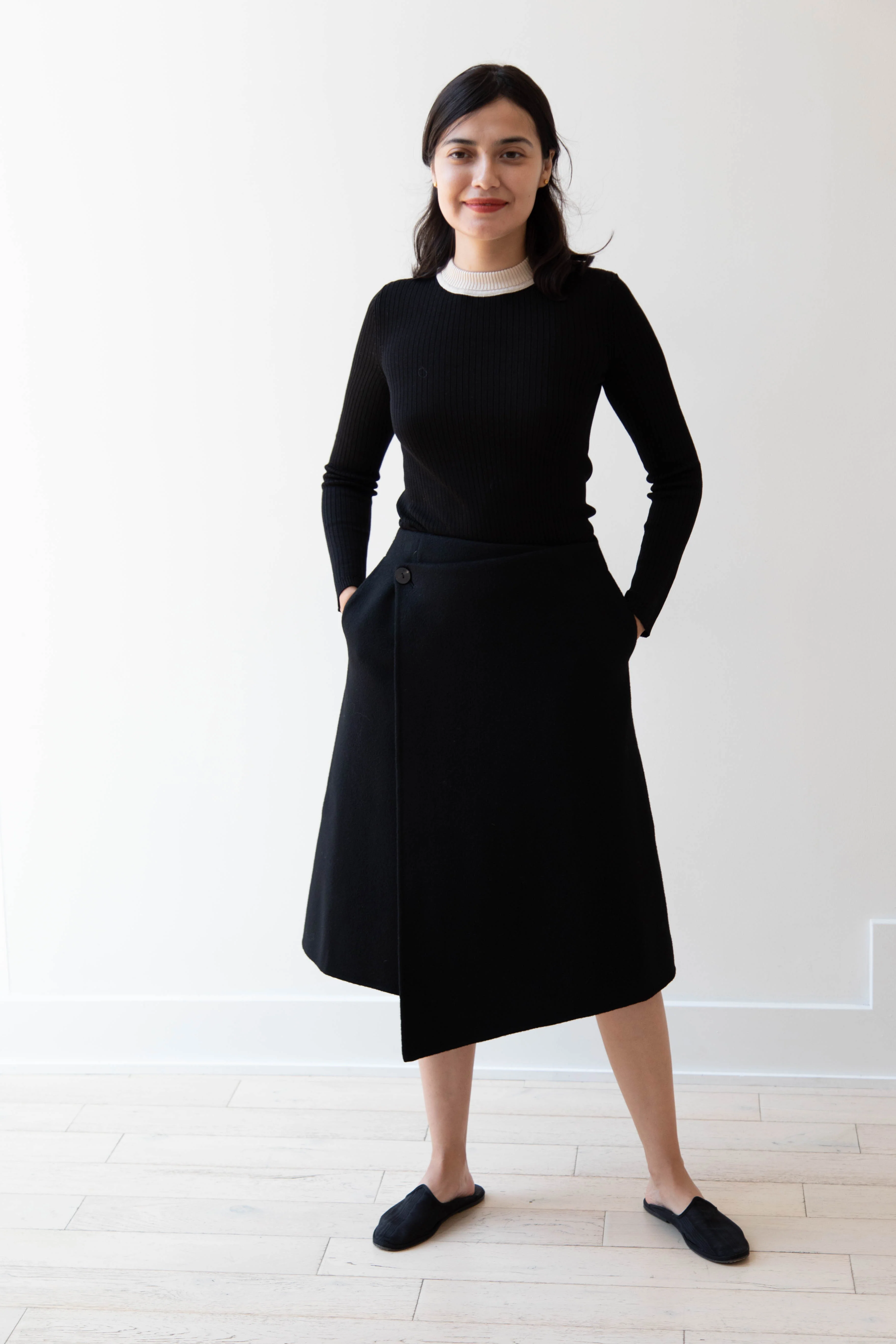 The Loom | Wool Cashmere Wrap Skirt in Black - Image 31