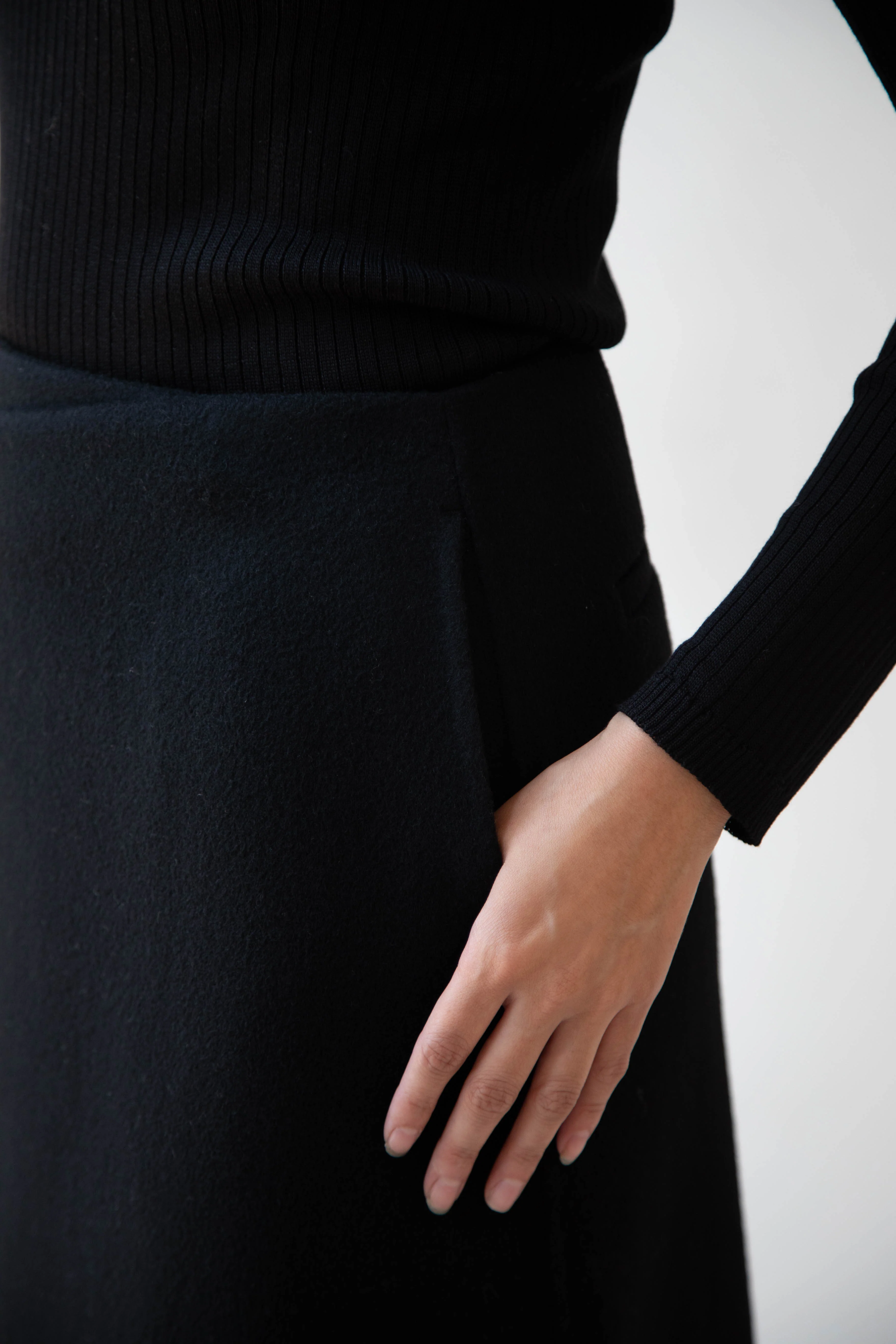 The Loom | Wool Cashmere Wrap Skirt in Black - Image 7
