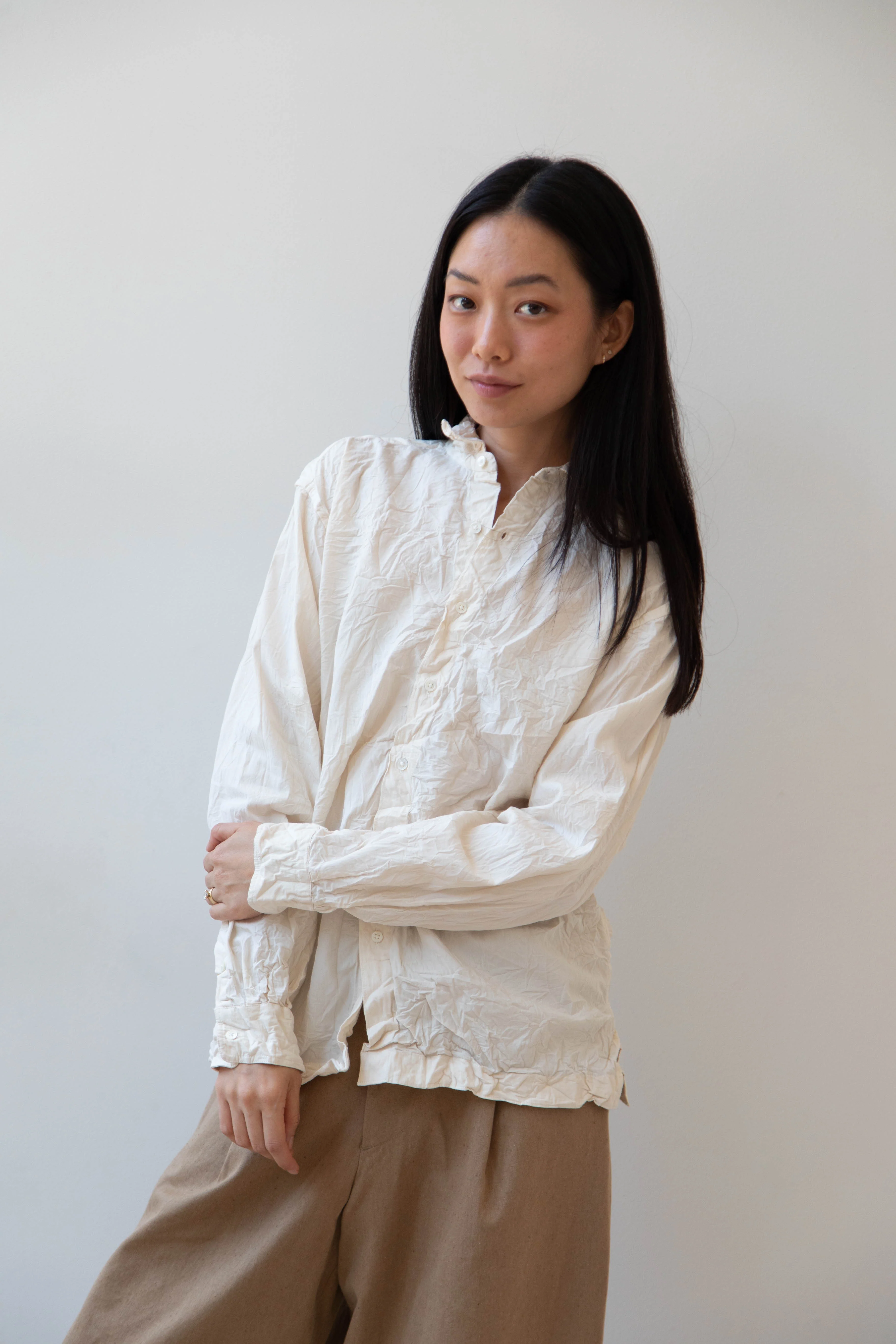 Vas-y Lentement | Cotton Poplin Button Up in Natural - Image 18